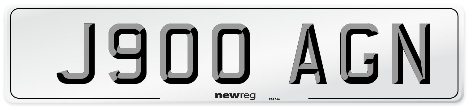 J900 AGN Number Plate from New Reg